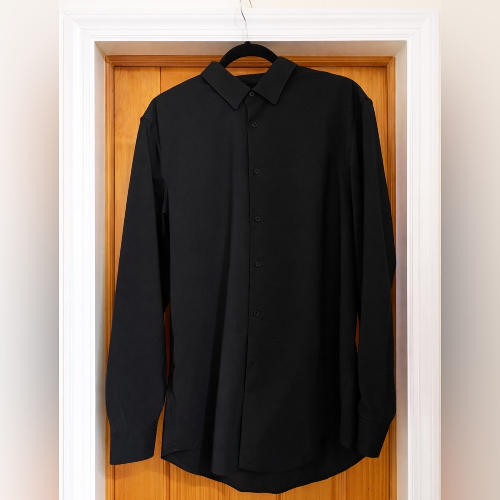 ZARA Men Black Slim Fit Button-Down Shirt | Size L